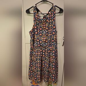 Xhilaration Black Dress with Floral Accents